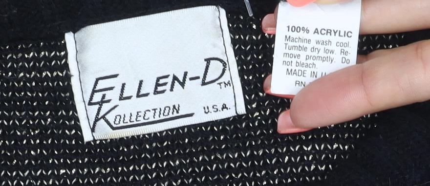 Ellen-D Women Black M Geometric Knit Pullover Jumper Vintage