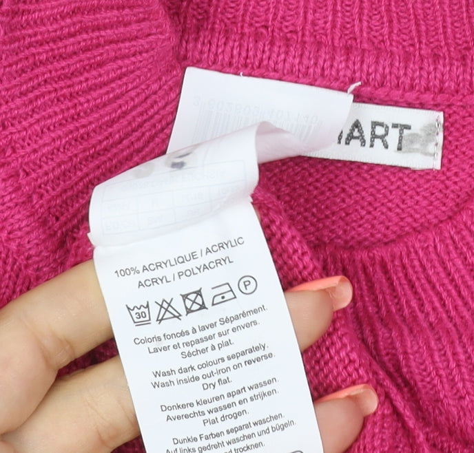 Damart Women’s Pink Mock Neck Acrylic Knit Jumper UK 14/16