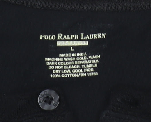 Polo Ralph Lauren Men Black L Cotton Henley Short Sleeve T-Shirt