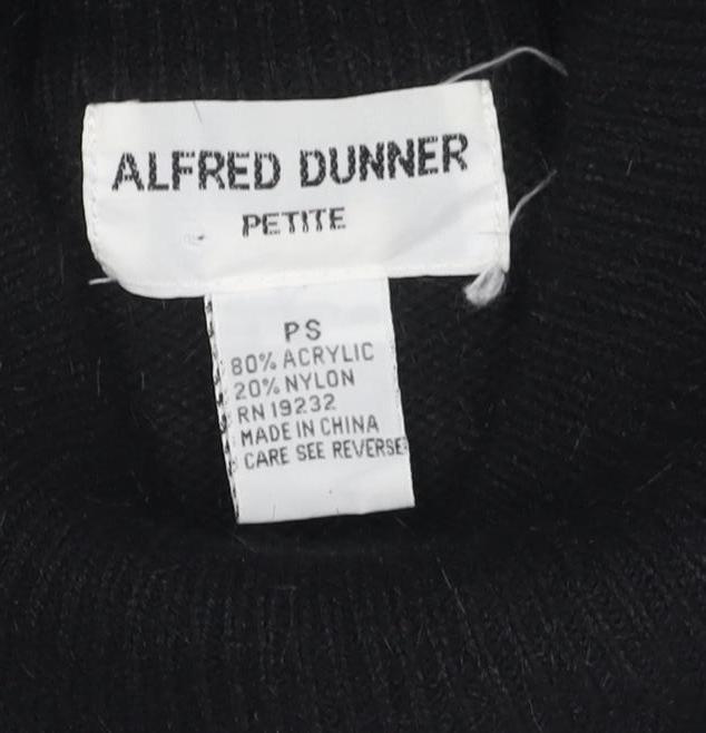Alfred Dunner Women Black S Petite Sequin Mock Neck Pullover Jumper