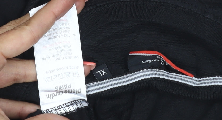 Pierre Cardin Men’s Black XL Crew Neck Logo Short Sleeve T-Shirt