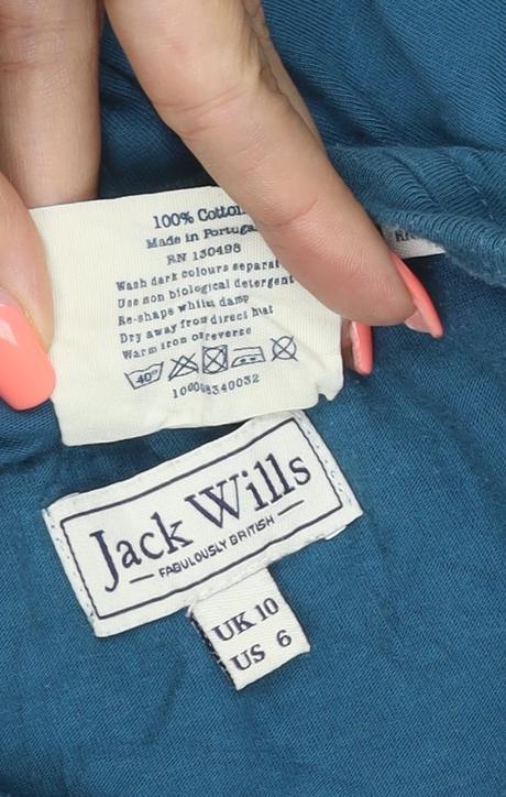 Jack Wills Women Blue UK 10 Basic Cotton Wills Logo Crew Neck T-Shirt