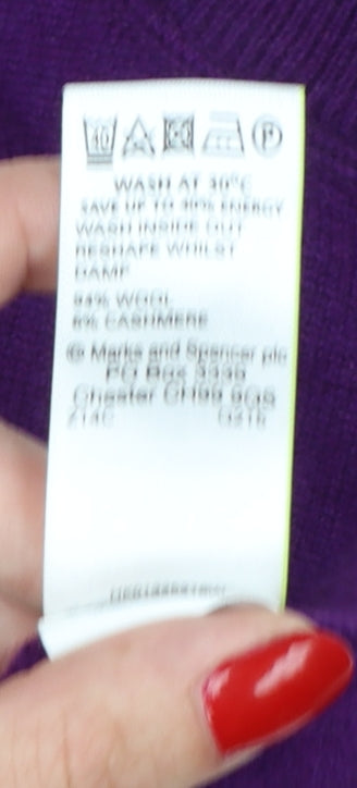 Marks and Spencer Unisex Purple M Merino Cashmere Crew Neck Pullover