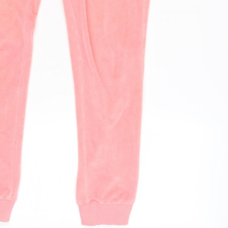 Lipsy Women Pink UK 6 Velour Sequin Heart Logo Jogger Trousers
