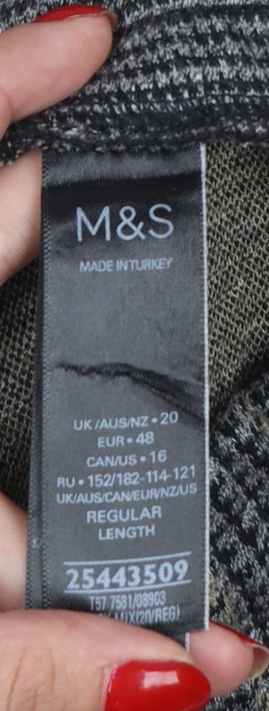 M&S Women’s Grey Plaid Tapered Jogger Trousers Size 20 Regular