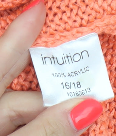 Intuition Women Orange Size 16 Knit Tunic Jumper Pockets