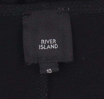 River Island Women Black UK 10 Bodycon Midi Dress Rhinestone Straps