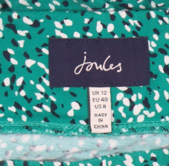 Joules Women Green UK 12 Animal Print A-Line Midi Jersey Skirt