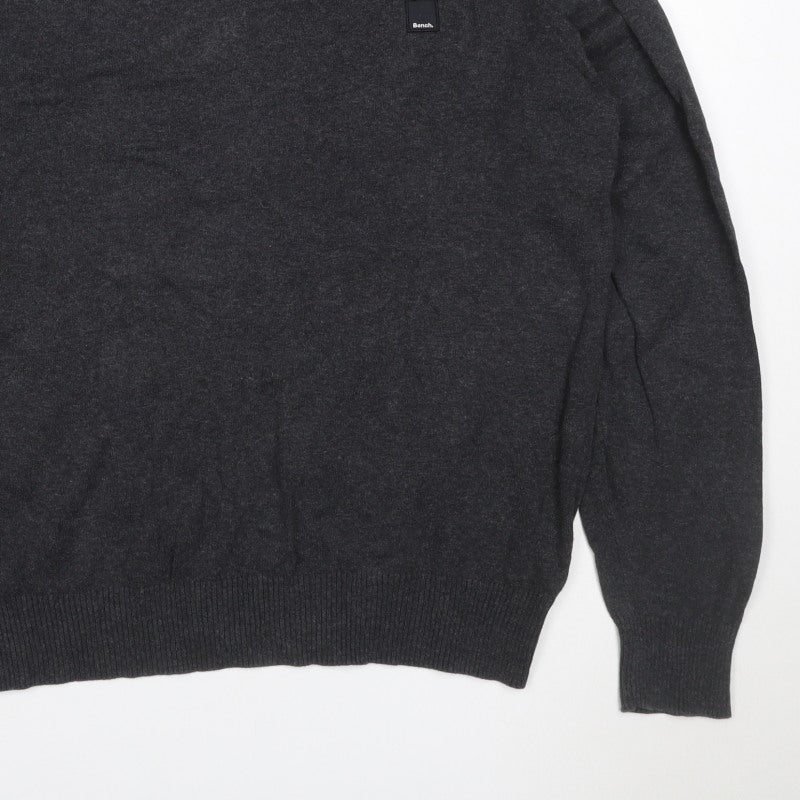 Bench. Men’s Grey L Crew Neck Logo Knit Pullover Jumper