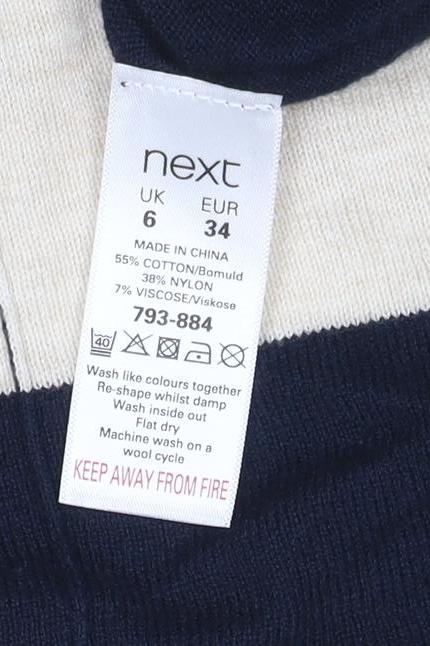 Next Women’s Blue Ivory Colourblock V-Neck Knit Top UK 6 Long Sleeve