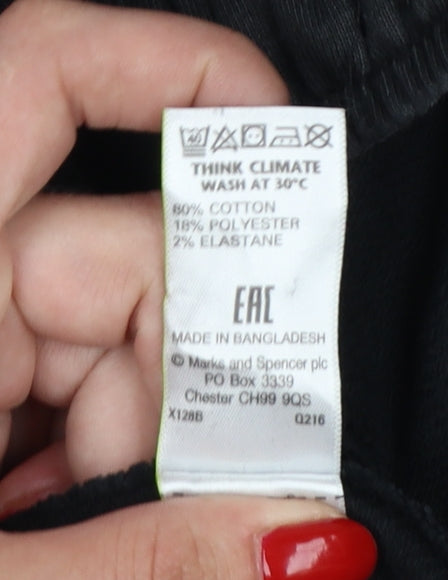 Marks & Spencer Men's Black 36in 31in Straight Elastic Waist Trousers
