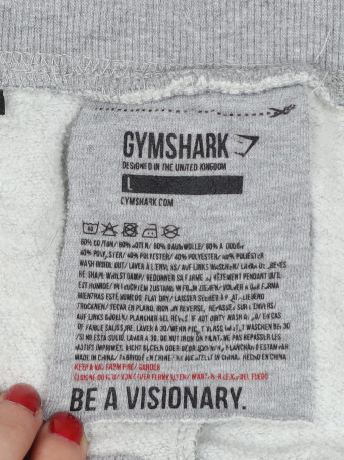 Gymshark Men’s Grey L Jogger Sweatpants Tapered Logo Zip Ankle