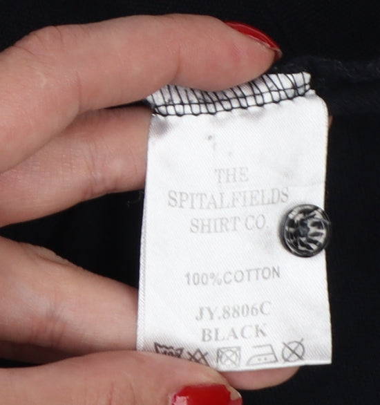 The Spitalfields Shirt Co Mens Black S Cotton Dog Logo Polo
