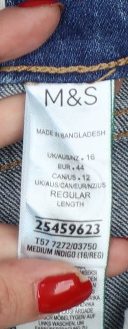 Marks and Spencer Women’s Blue UK 16 Wide-Leg High Rise Jeans