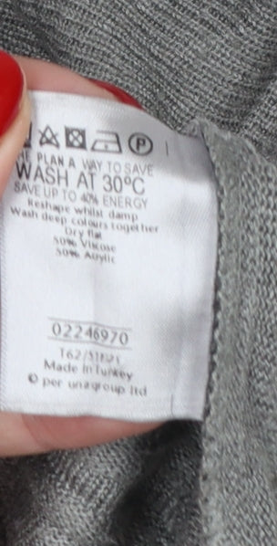 Per Una Women Grey Size 14 Longline Open Knit Cardigan Bell Sleeves