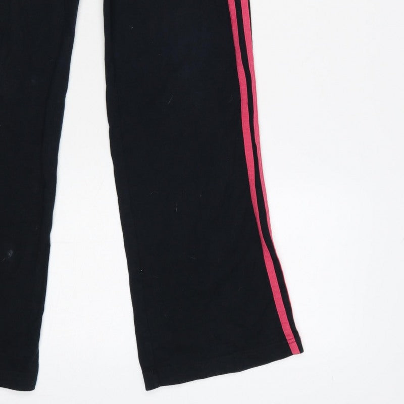 adidas Girls Black Pink 3 Stripe Sweatpants UK 13-14 Years