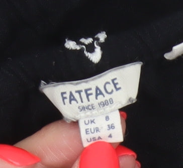 Fat Face Women Black UK 8 Viscose Printed Adjustable Strap Playsuit