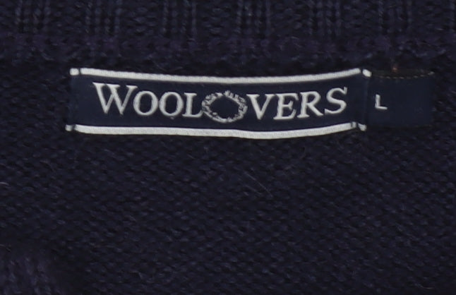 WoolOvers Women’s Blue L 100% Wool Button Pocket Cardigan