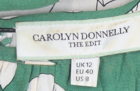 Carolyn Donnelly The Edit Women Green Floral Ruffle Shift Dress UK 12
