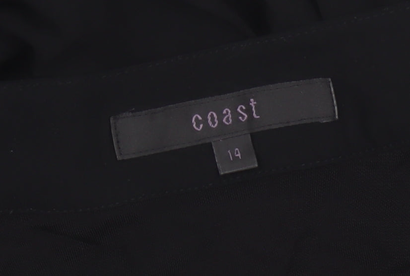 Coast Women’s Black Size 14 Sheer Balloon Sleeve Chiffon Blouse