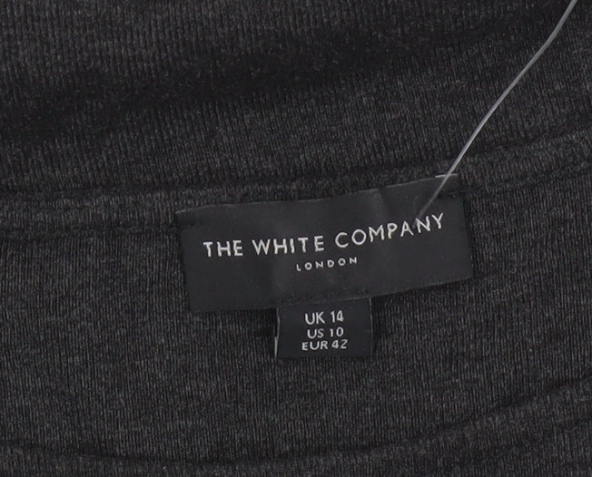 The White Company Women Black UK 14 Jersey Tunic Pocket Top