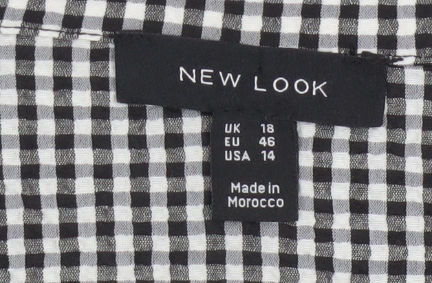 New Look Women’s Black White Gingham Fit & Flare Dress UK 18