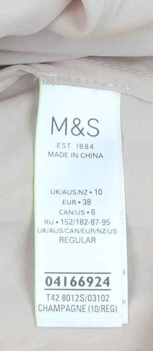 Marks and Spencer Women Beige UK 10 Lace A-Line Midi Party Dress