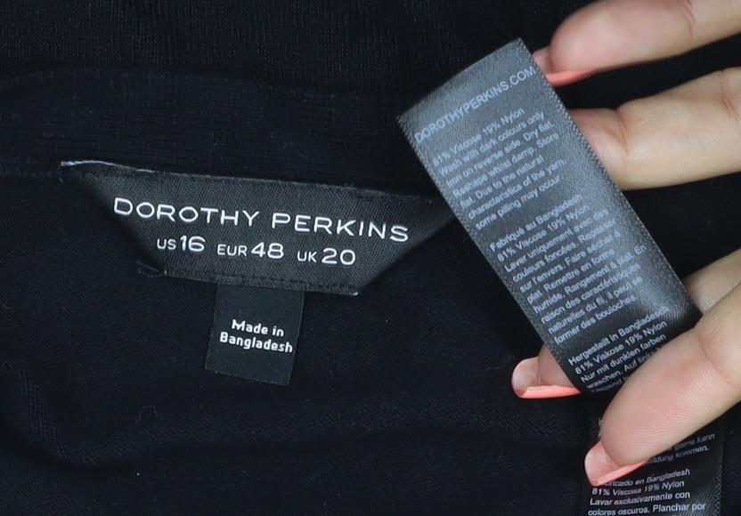 Dorothy Perkins Women Black UK 20 Open V-Neck Knit Cardigan