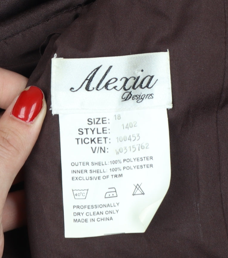 Alexia Designs Women Brown Size 18 Strapless Satin Ball Gown Dress