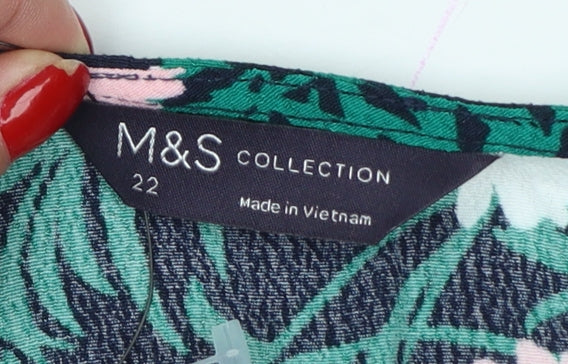 Marks & Spencer Women Multicoloured Floral V-Neck Blouse Size 22