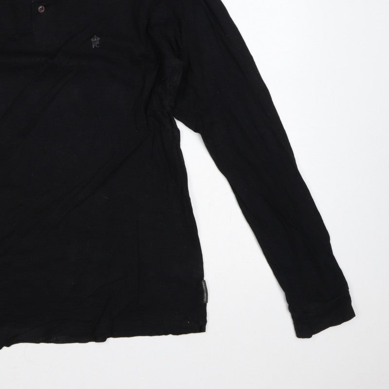French Connection Men's Black 2XL Long Sleeve Logo Polo Shirt