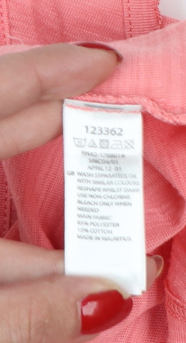 Monsoon Women Pink UK 12 Basic Jersey Scoop Neck Button Tank Top