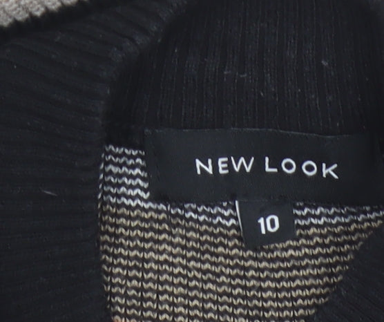 New Look Women’s Black Stripe Roll Neck Knit Tank Top UK 10