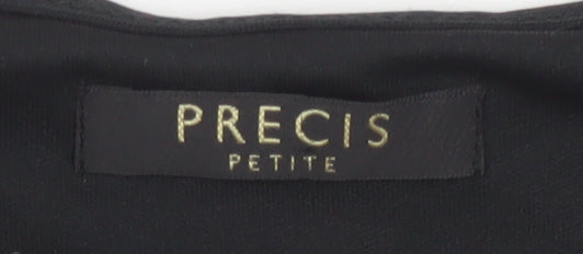 Precis Petite Women Black S Fitted Sheer Knit Scoop Neck Top
