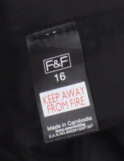 F&F Women Black UK 16 Straight Leg Stretch Jeans Mid Rise