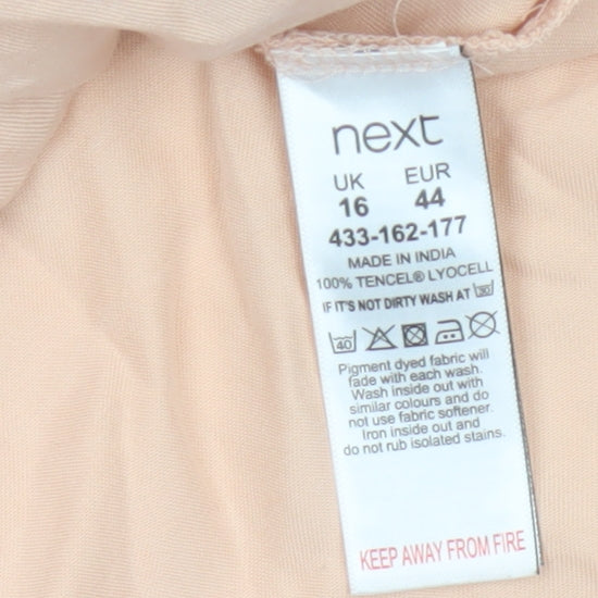 Next Women Pink UK 16 Wrap V-Neck Long Sleeve Lyocell Blouse