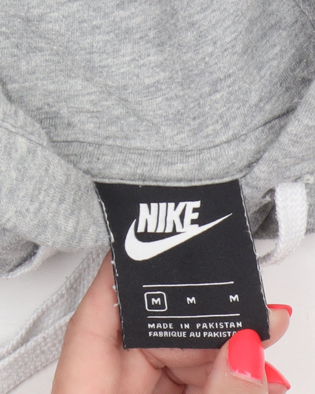 Nike Men’s Grey M Pullover Hoodie Logo Graphic Print Kangaroo Pocket