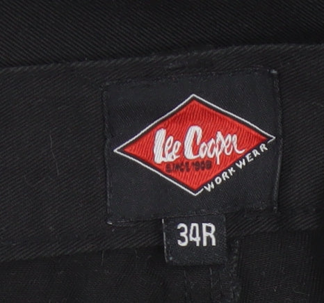 Lee Cooper Men’s Black 34R Cargo Workwear Trousers W34 Regular