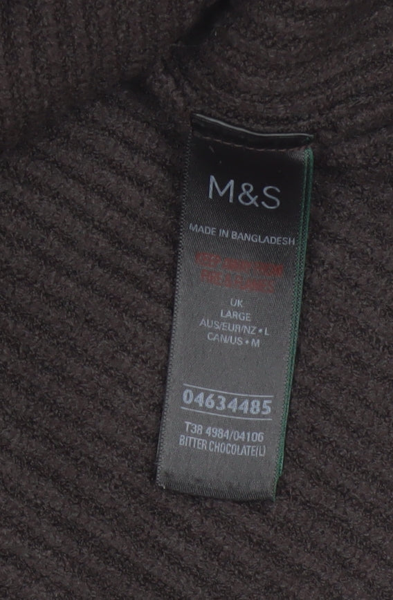 M&S Women’s Brown Size 16 Rib Knit Roll Neck Pullover Jumper