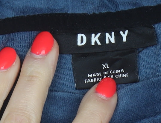 DKNY Women’s Blue XL Velour Long Sleeve Basic Sweatshirt Top