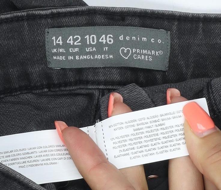 Primark Women’s Black UK 14 Slim Straight Stretch Jeans