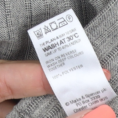 Marks & Spencer Women Grey Striped Elastic Waist Trousers UK 18