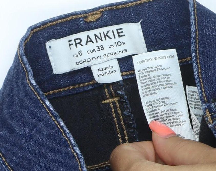 Dorothy Perkins Frankie Women’s Blue UK 10 Regular Skinny Stretch Jeans
