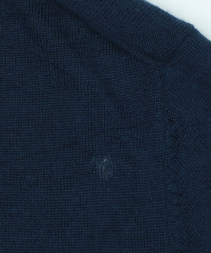 Gap Mens Blue Merino Wool L V-Neck Button Cardigan Pockets