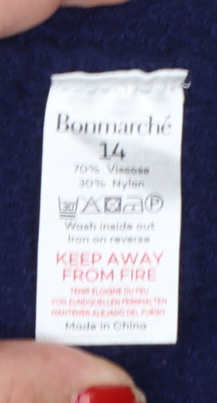 Bonmarché Women’s Blue Floral Embroidered Knit Jumper Size 14