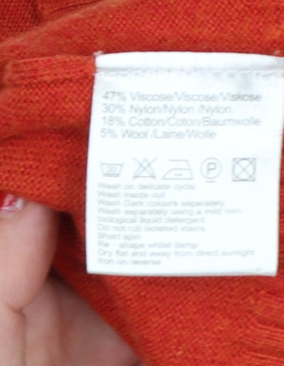 Mistral Women’s Orange Size 14 V-Neck Button Knit Cardigan