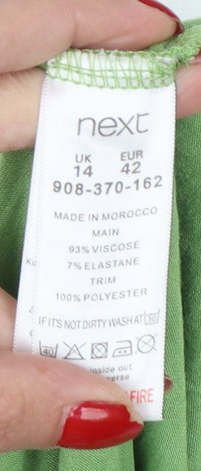 Next Women Green UK 14 Camisole V-Neck Layered Jersey Blouse