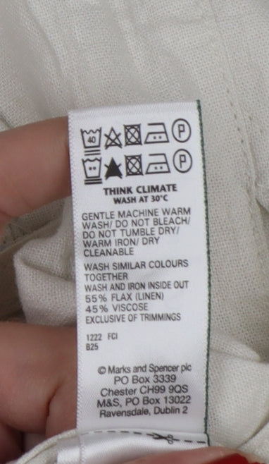 M&S Women’s Ivory Linen Blend Cargo Shorts Belted UK 22