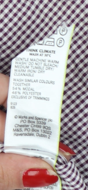 Marks and Spencer Men's Red Check L Short Sleeve Button-Up Shirt
