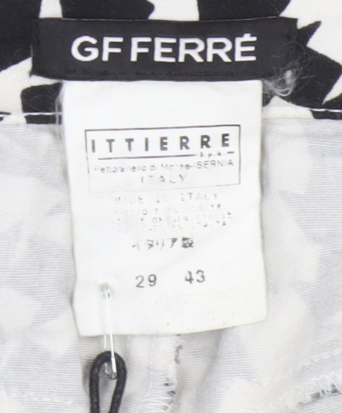 GF Ferré Women’s Black White Geometric Bootcut Trousers Size 29